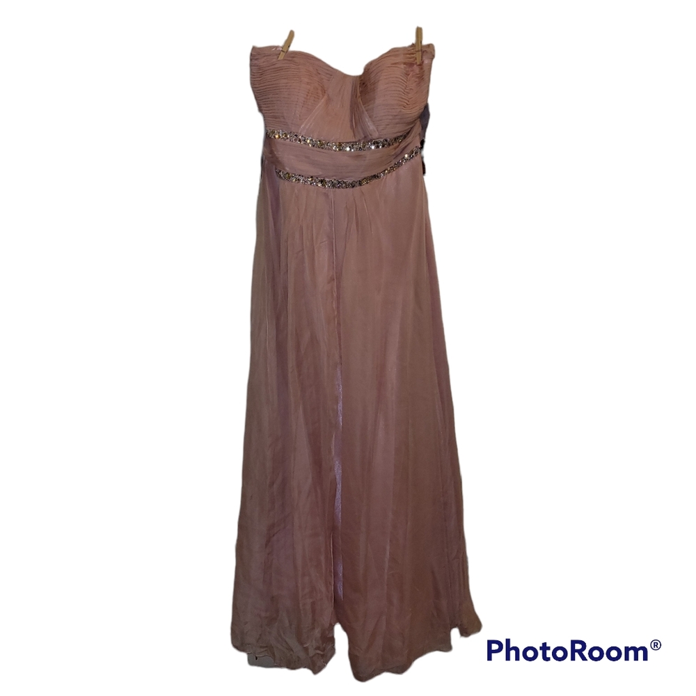 May Queen Blush Strapless Beaded Gown - Picture 3 of 11